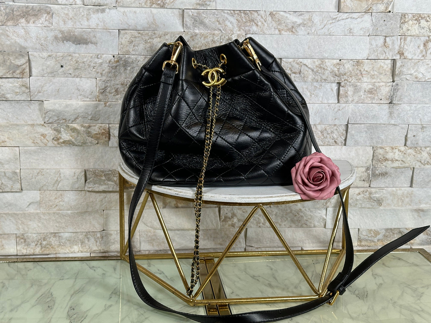 Mirror Bags- CC Black Bucket Bag