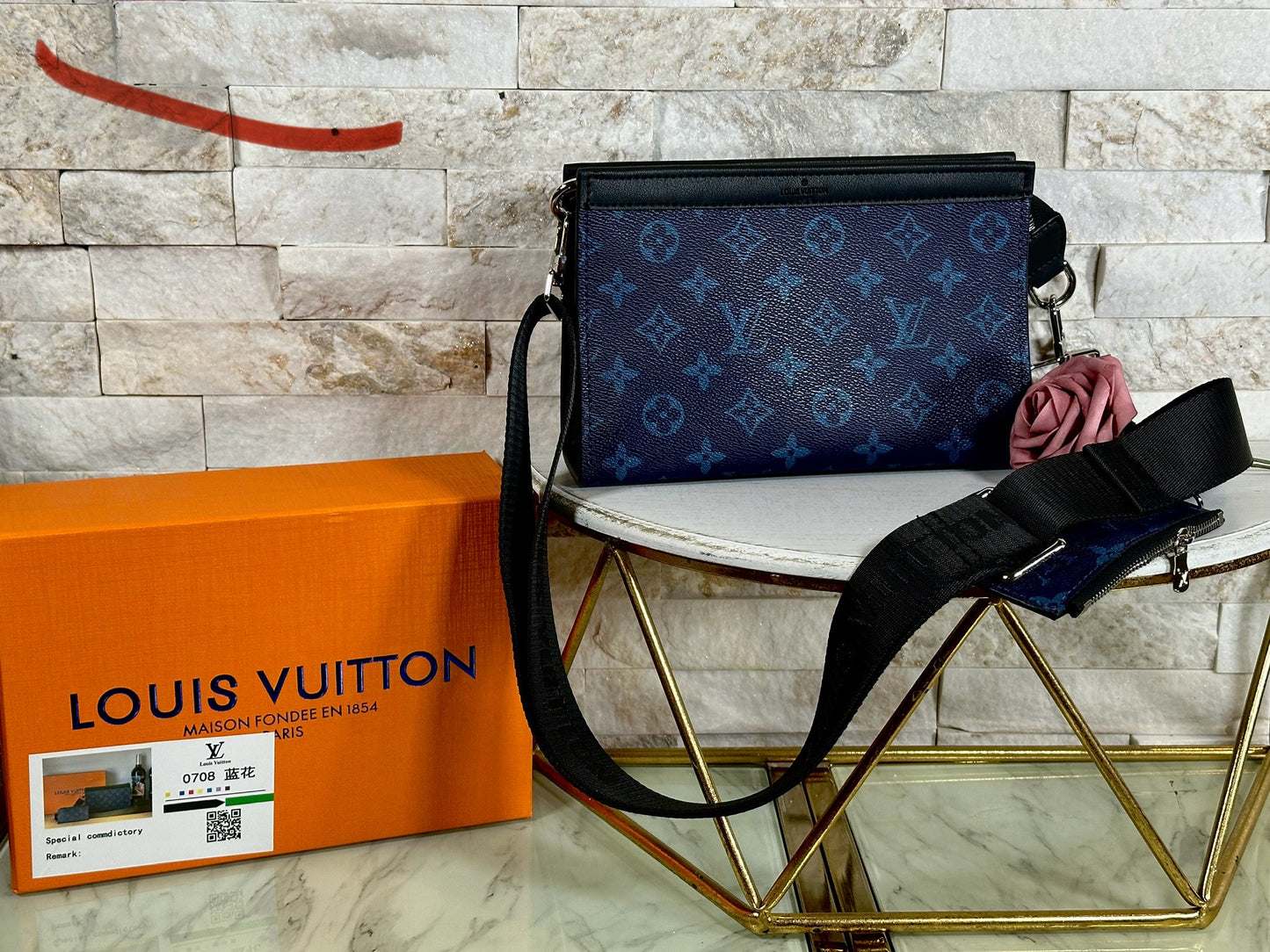 Mirror Bags- Blue LV Crossbody with Box