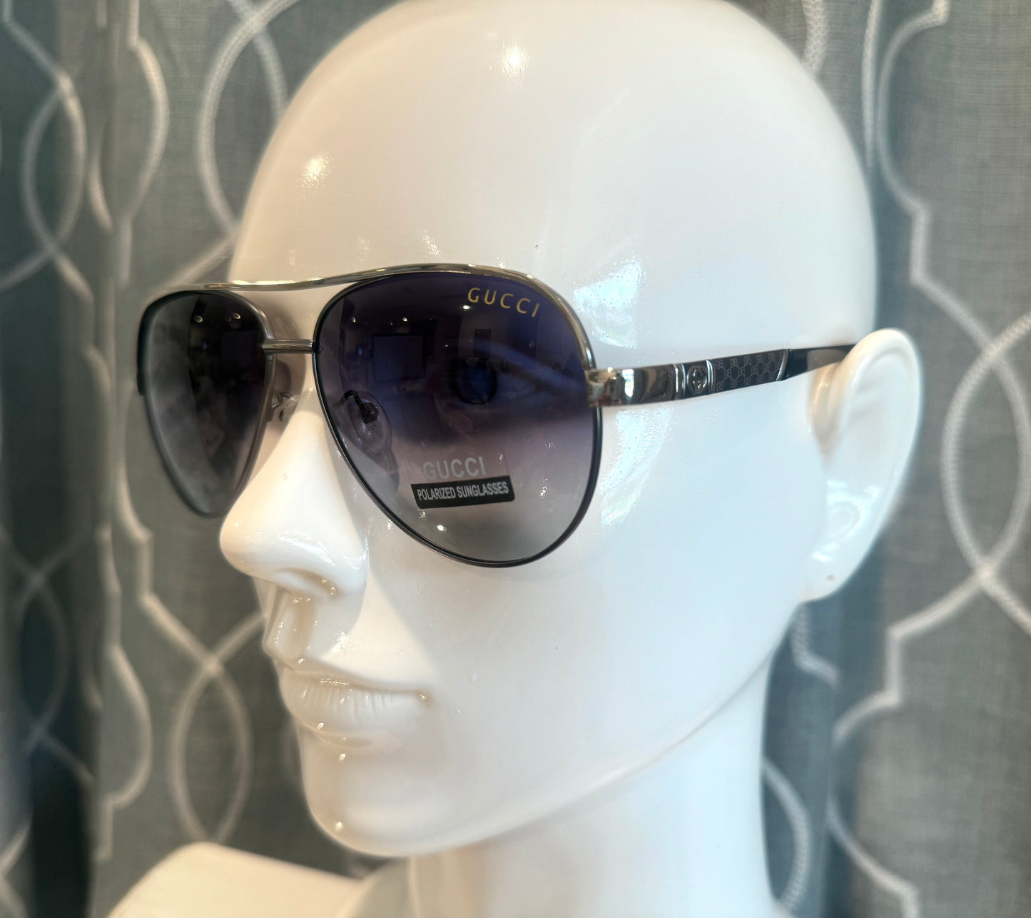Luxury Sunglasses- GG Silver Check Design