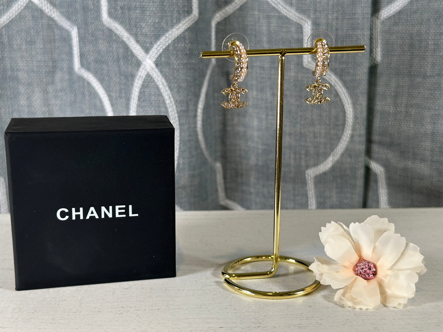 Earrings- CC Gold and Pearl Dangle