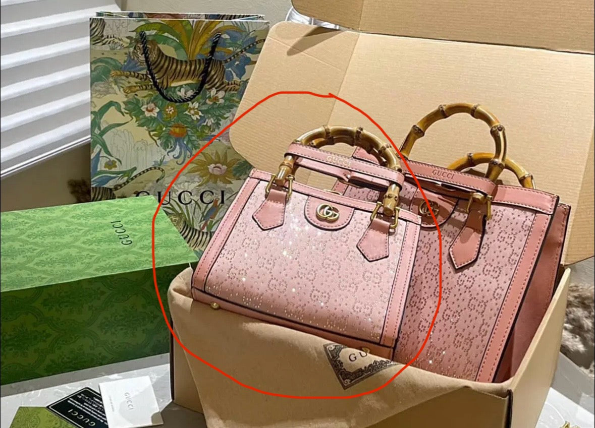 Mirror Bags- GG Mini Crystal Diana Tote- Pink