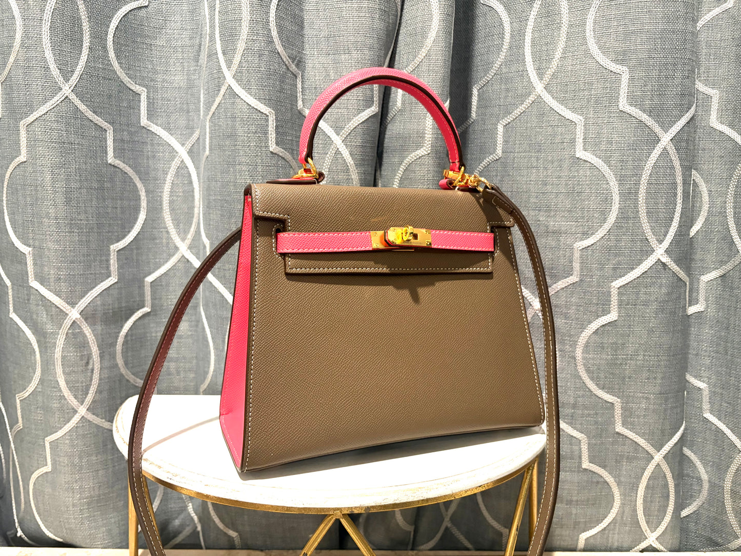 Mirror Bags- H Kelly Brown and Hot Pink 25cm