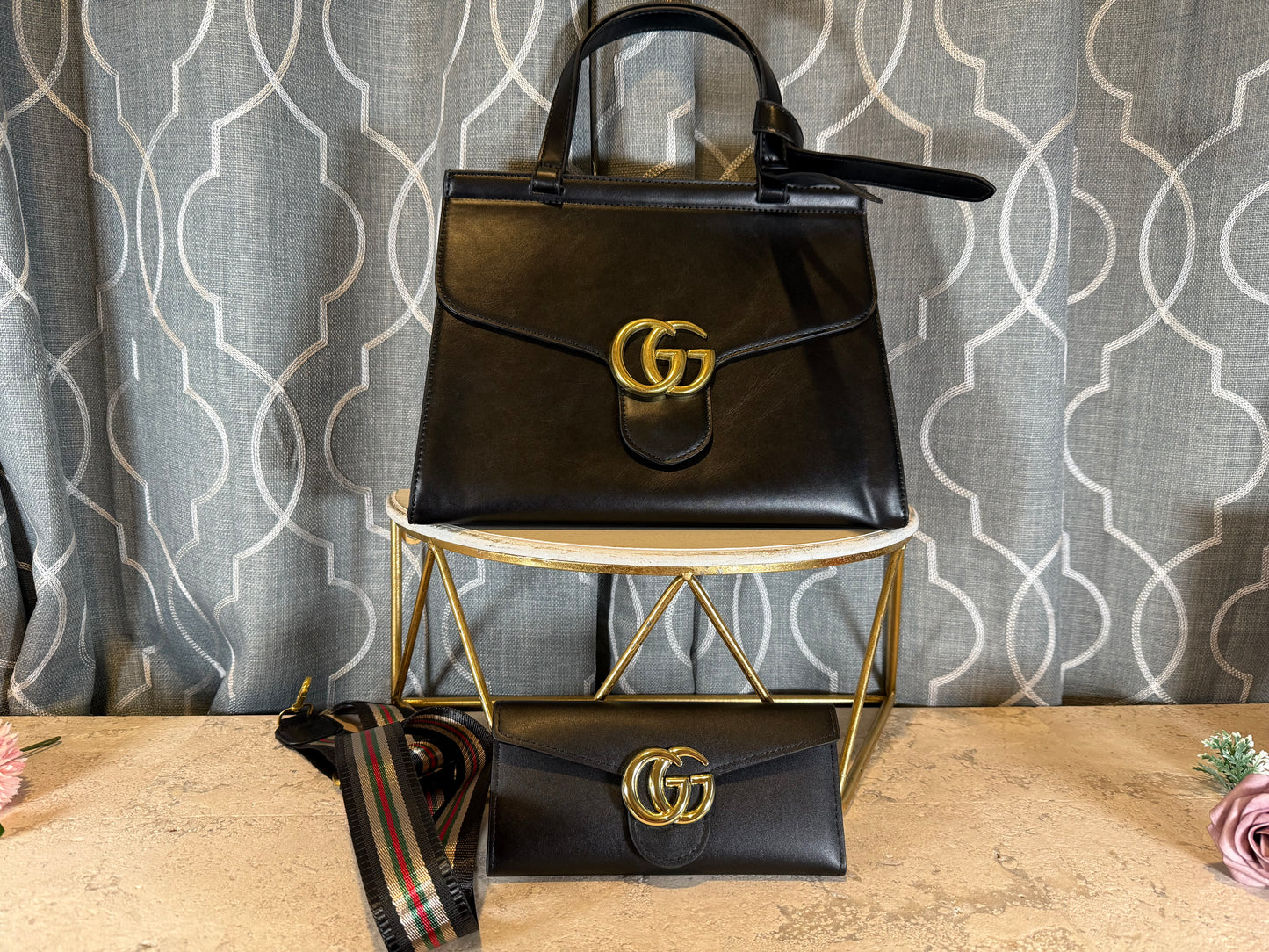 Mirror Bags- GG Black Satchel Bag Set
