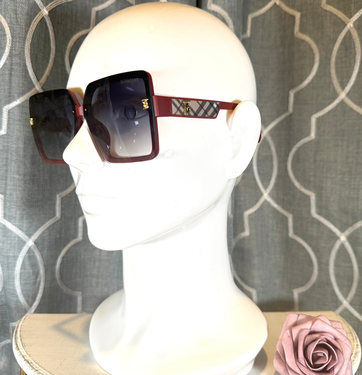 Luxury Sunglasses- Box 7- BB Check Burgundy