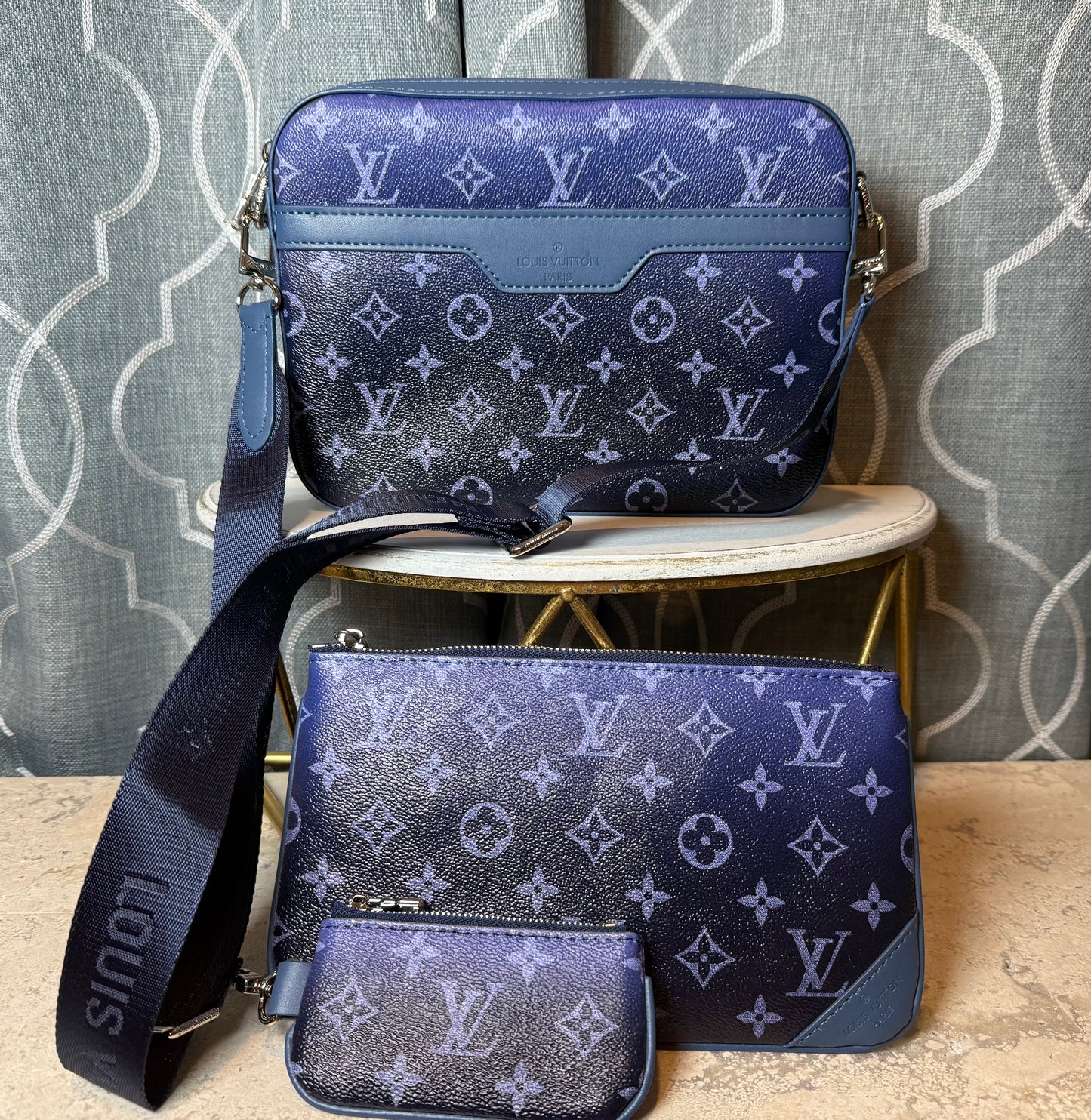 Mirror Bags- Lulu Trio Messenger Bag Blue