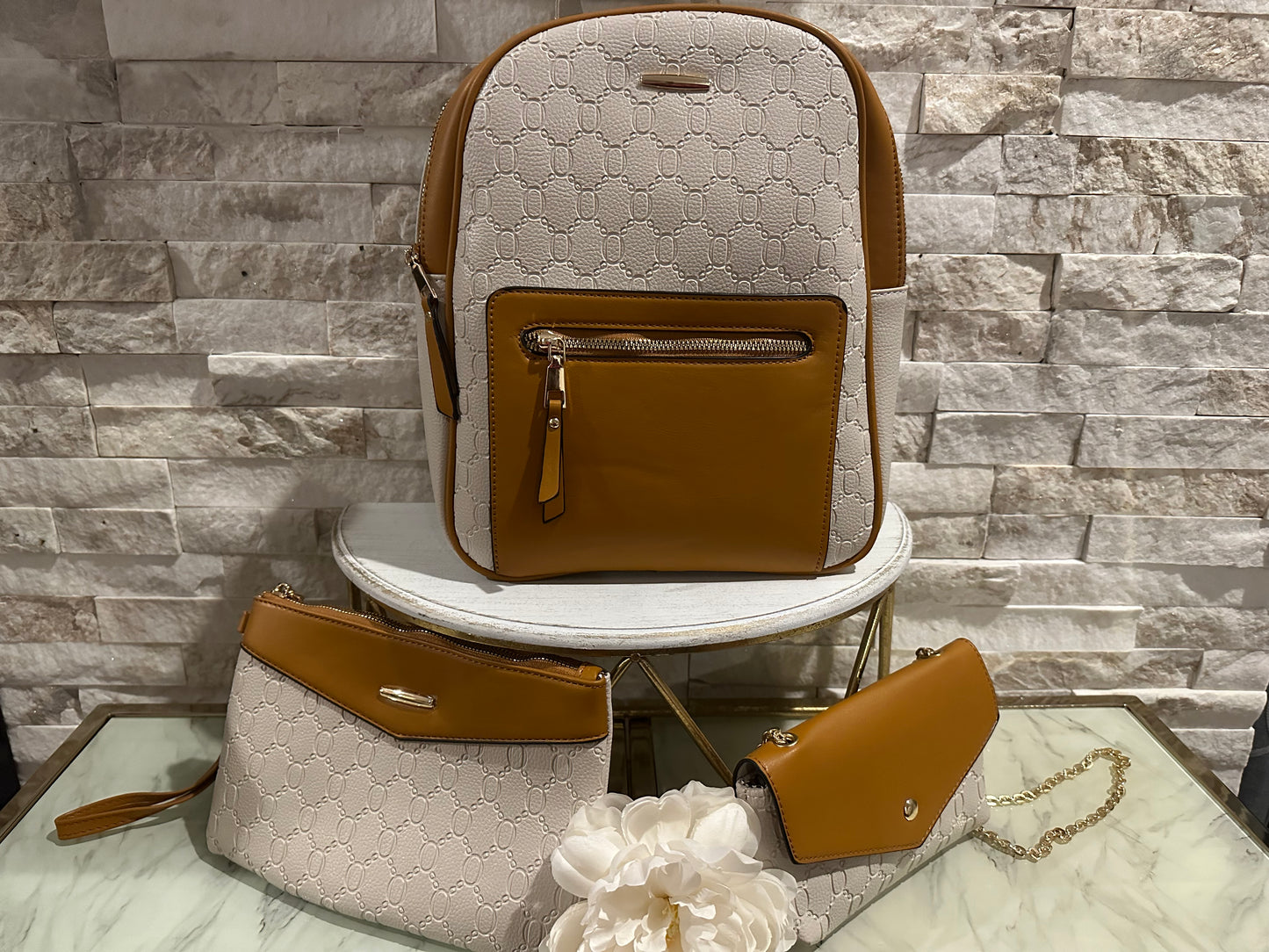 Beige and Brown Tan Bag Pack