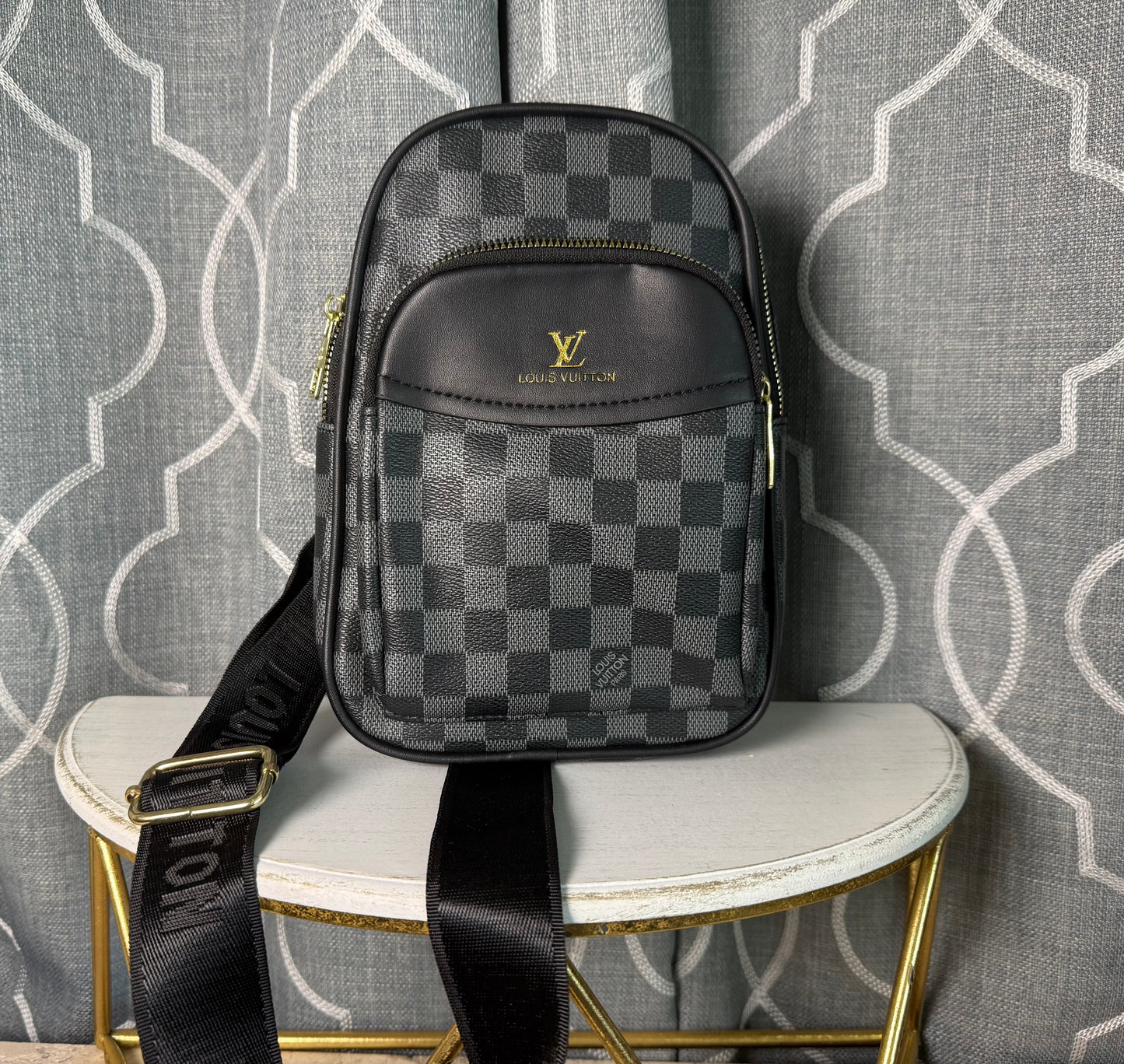 Clearance- Lulu Black Checkered Sling