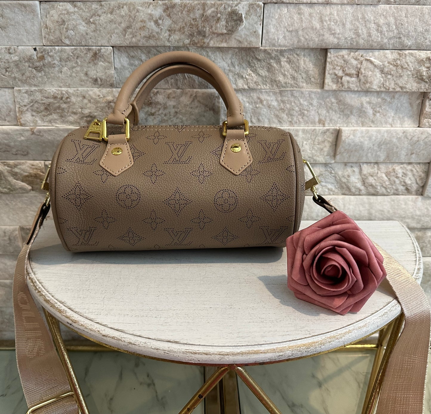 Mirror Soft Leather Taupe Lulu Small Speedy