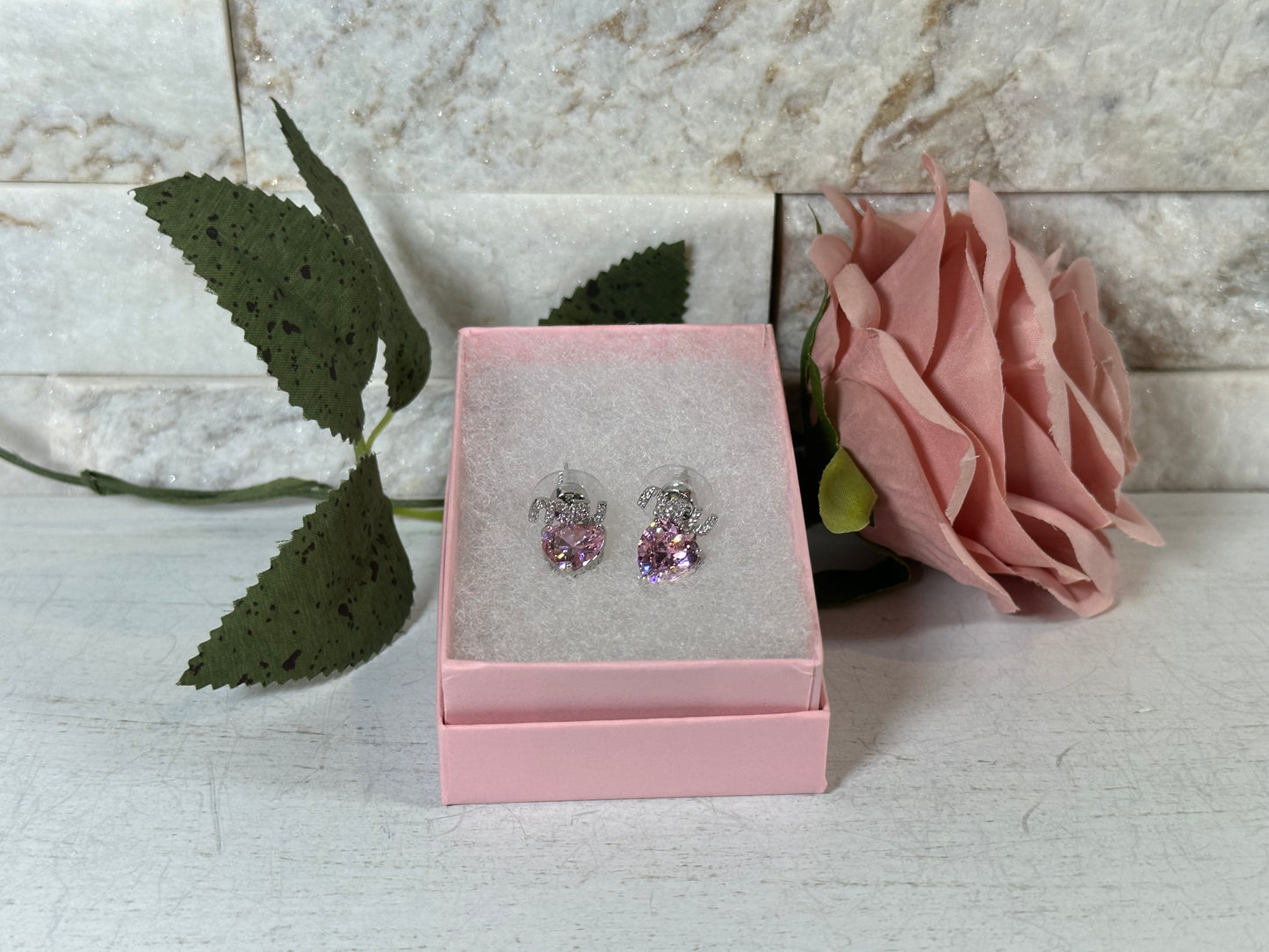 Earrings- Miu Pink Crystal