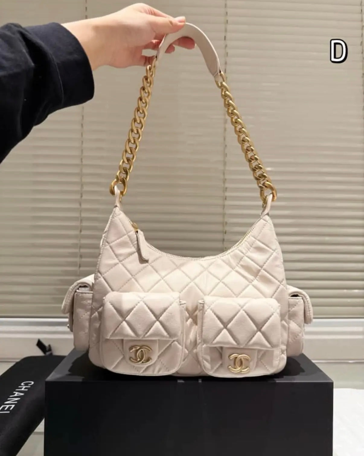 Mirror Bags- CC White Quilted Hobo