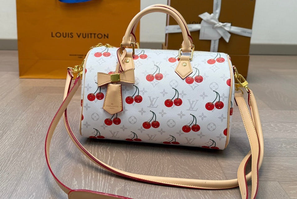 Mirror Bags- Lulu 25 Cherry Speedy White