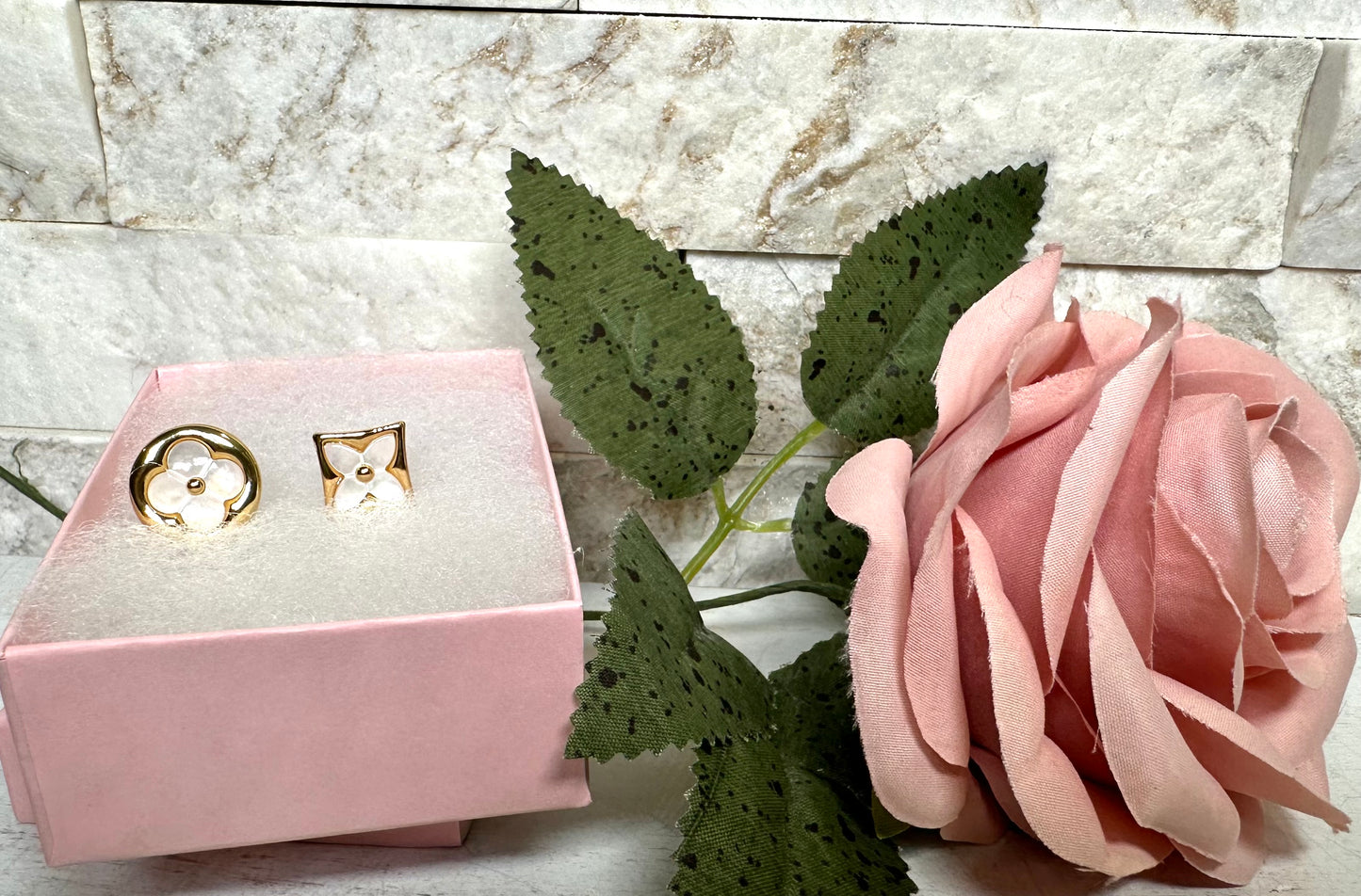 Earrings- Lulu White and Gold