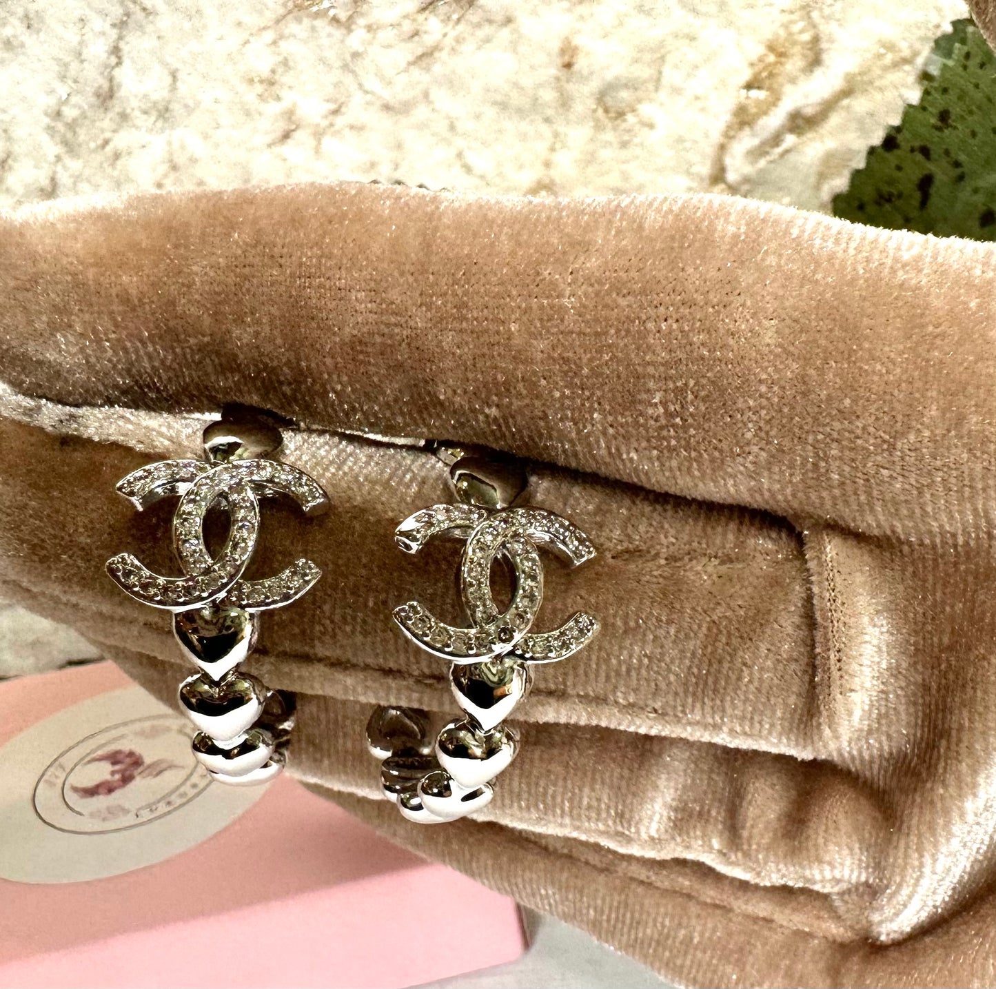 Earrings- CC Silver Heart Hoops