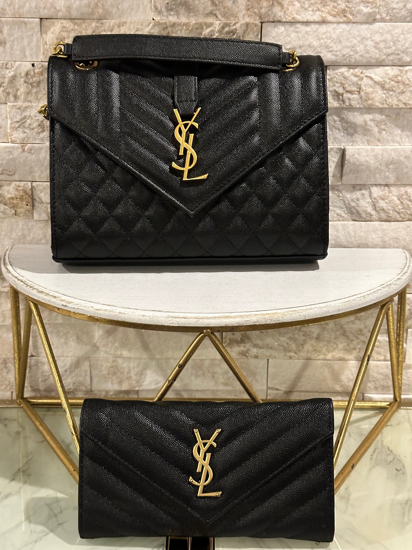 Mirror Bag Set- YS Black and Gold