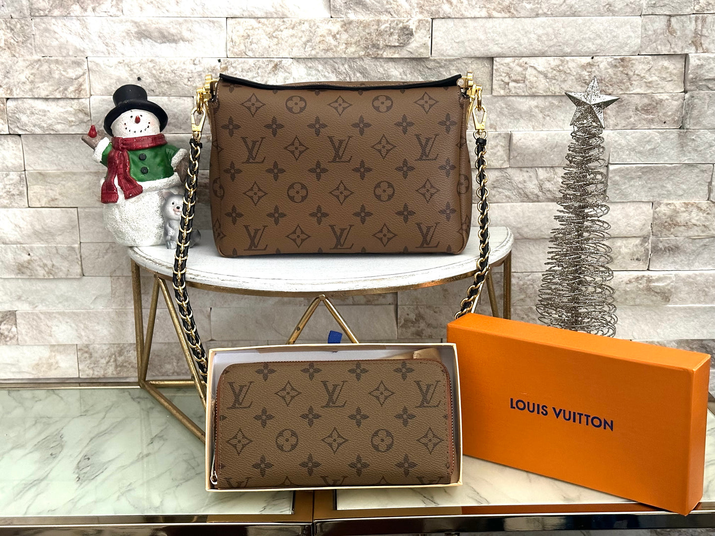 Mirror Set- Browm Lulu Armbag Set