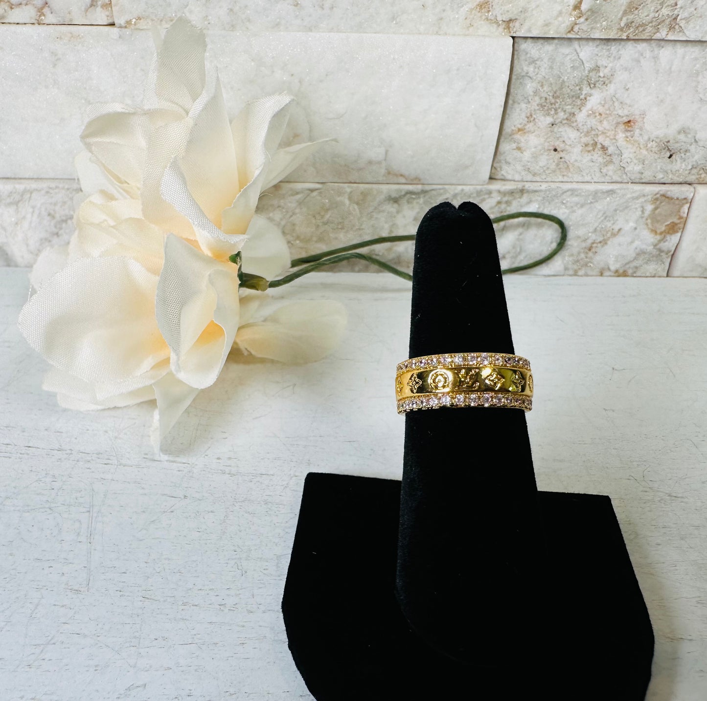 Ring- Lulu Gold Monogram- Size 7