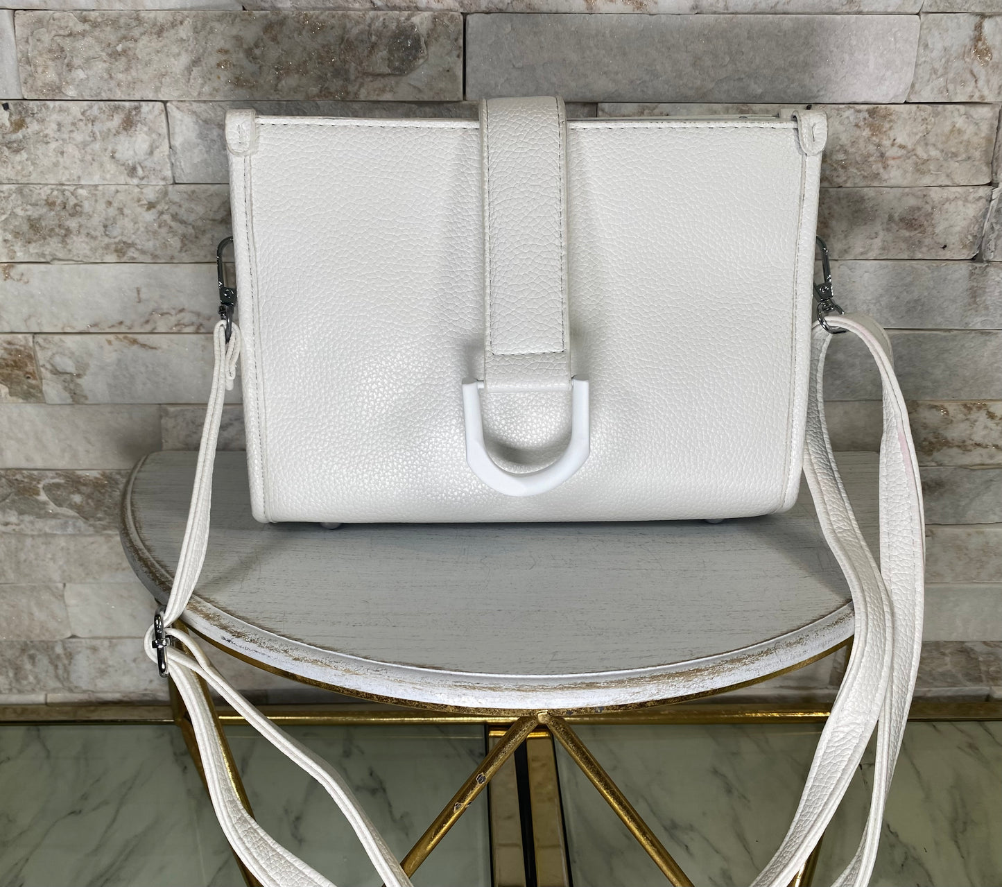 White Buckle Crossbody Bag