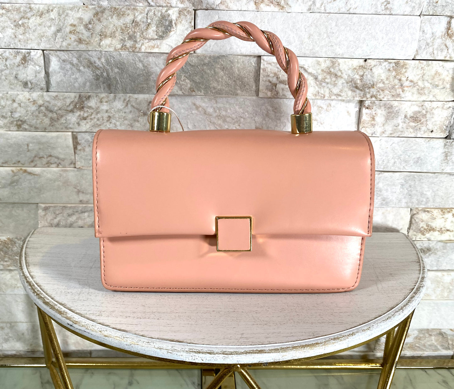Creamy Pink Twist Handle Bag