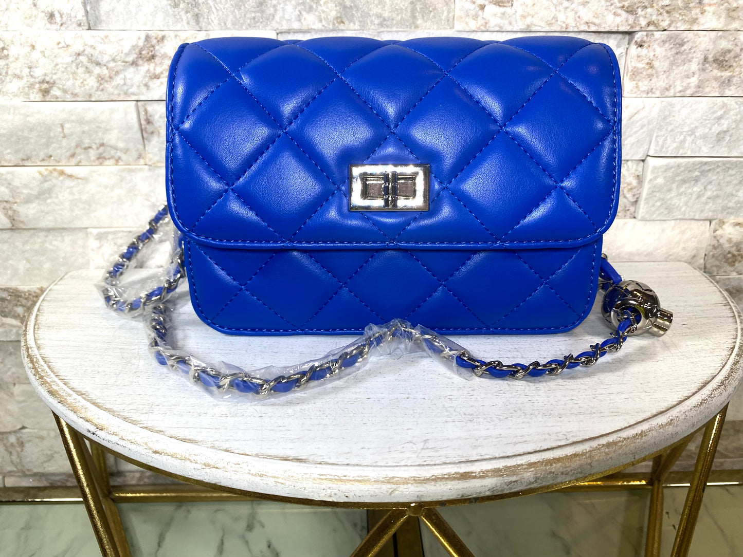 Classic Electric Blue Designer Inspired Quilt Bag