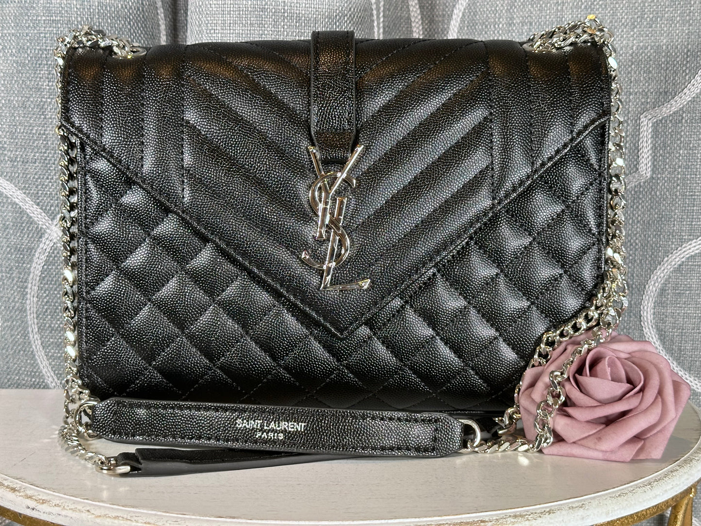 Mirror Bag- Real Leather YS Bag, Silver Hardware