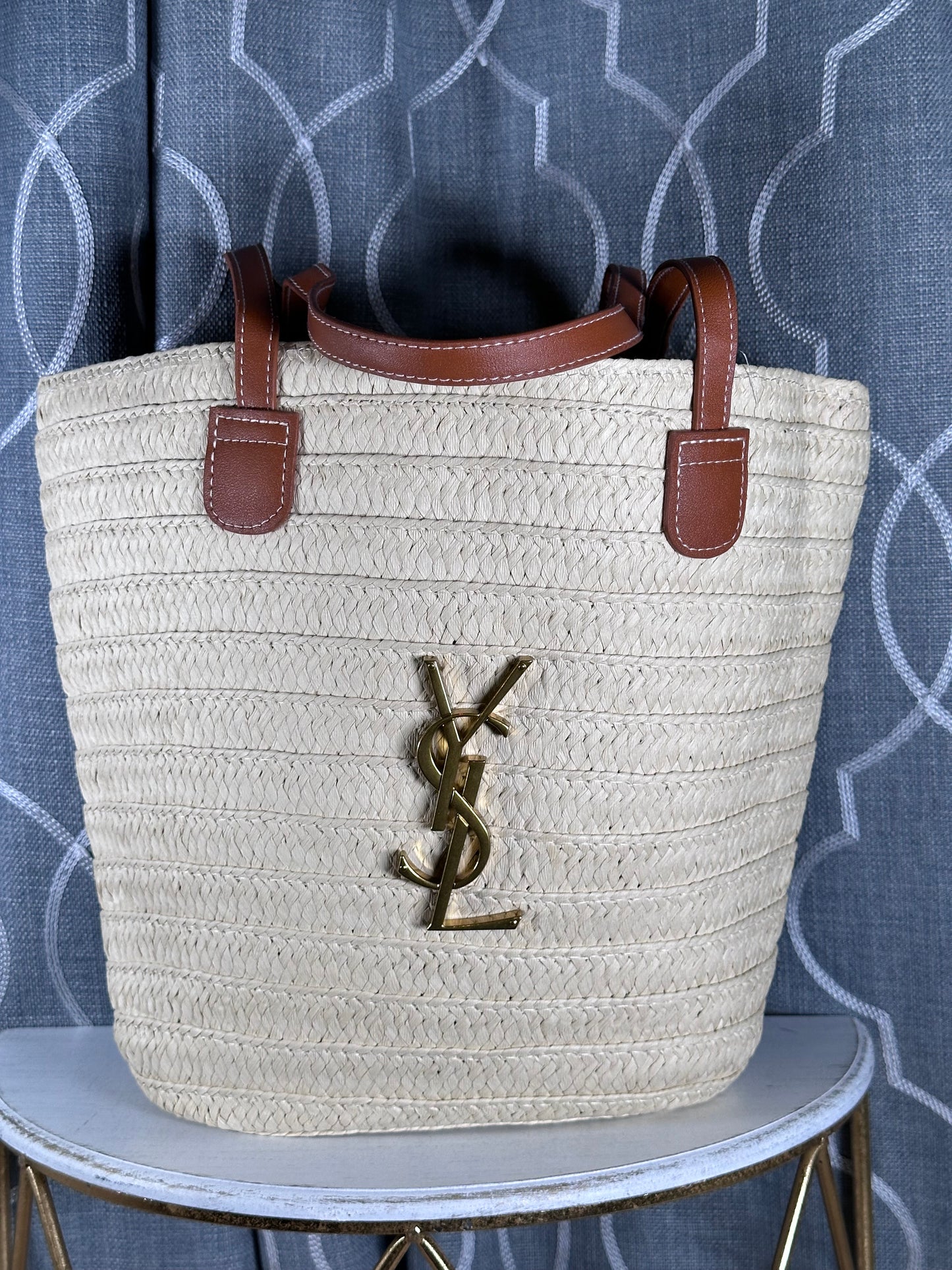 Mirror Bags- YS Beige Raffia Tote