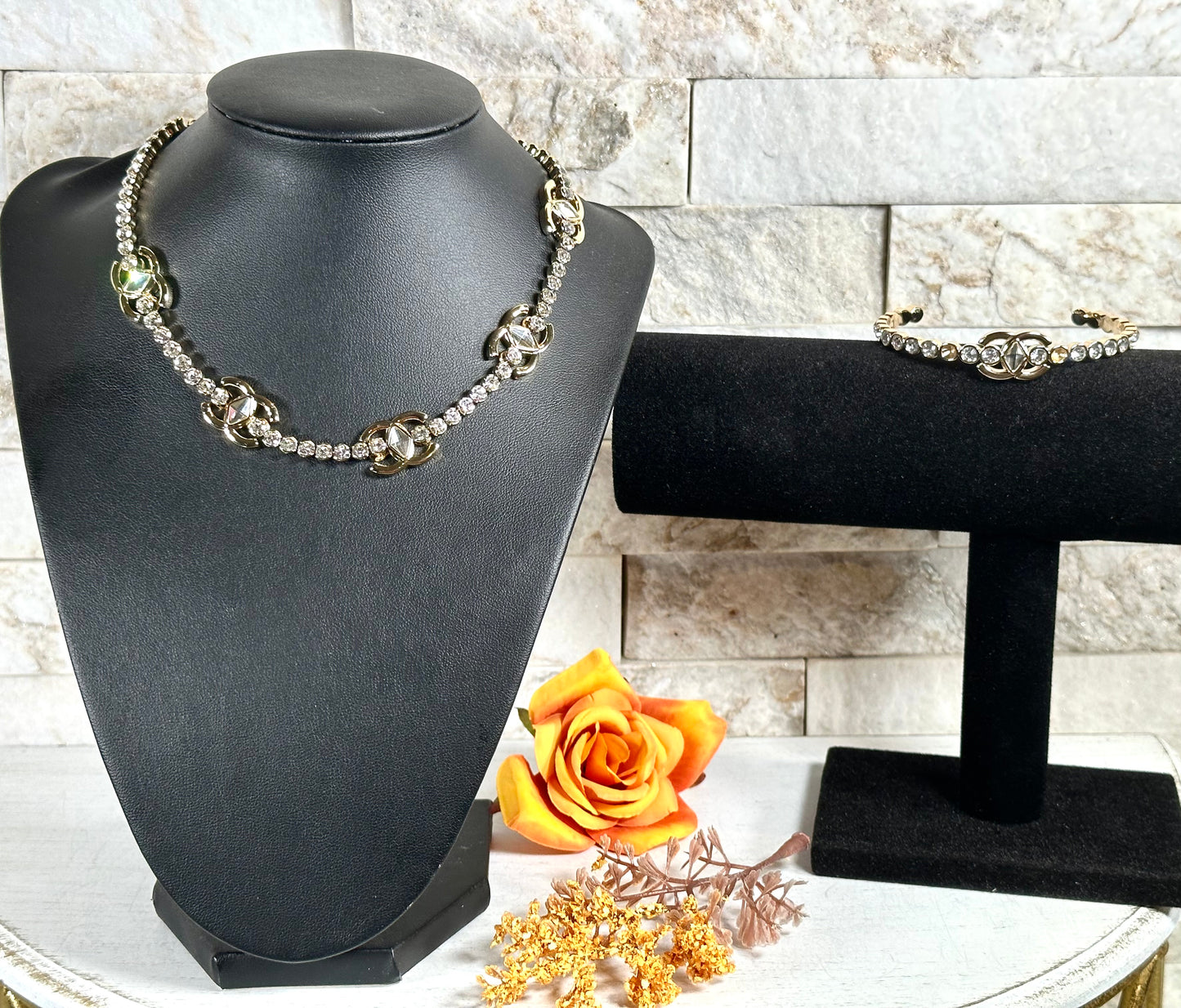 Jewelry Sets- CC Rhinestone Set Gold
