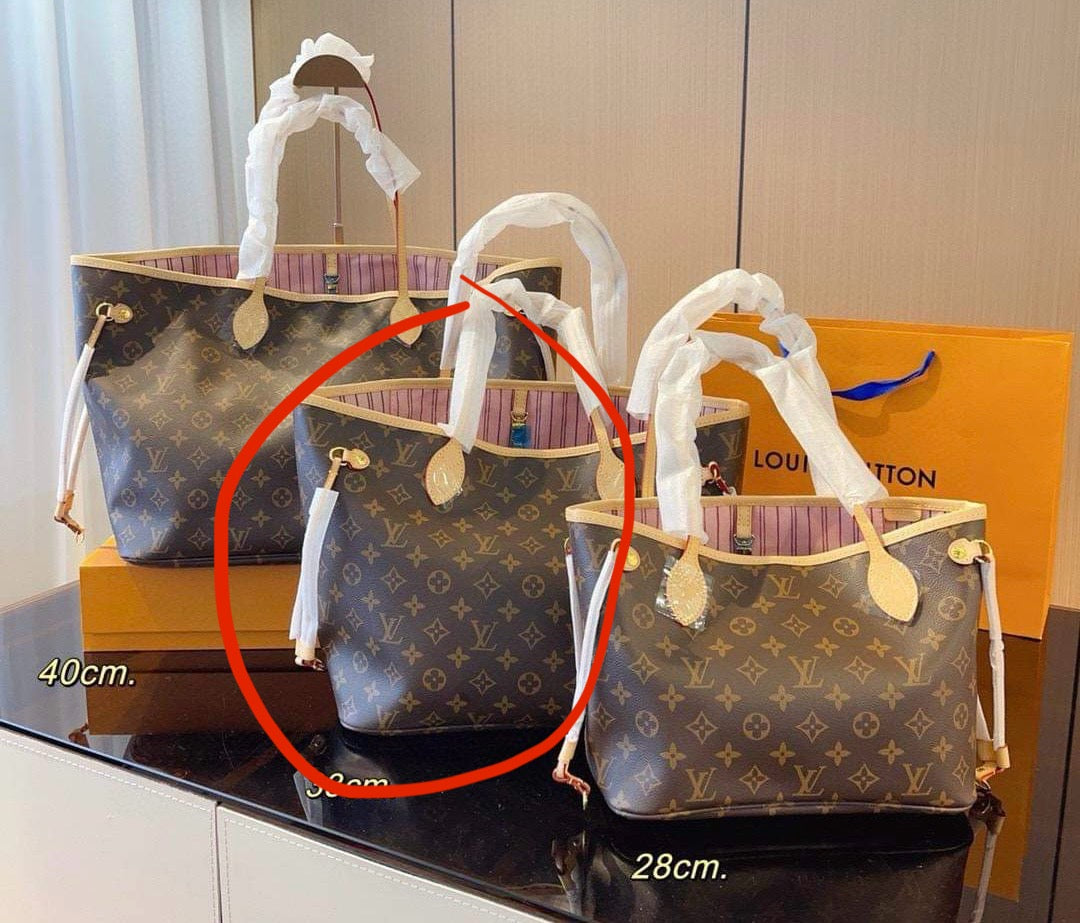 Mirror Bags- Lulu Brown Monogram MM Neverful- Pink Interior