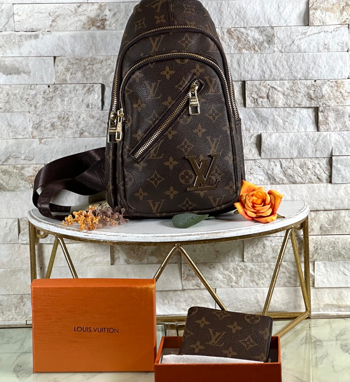 Fall New Arrival- Mirror Bag- Lulu Brown Monogram Sling Set
