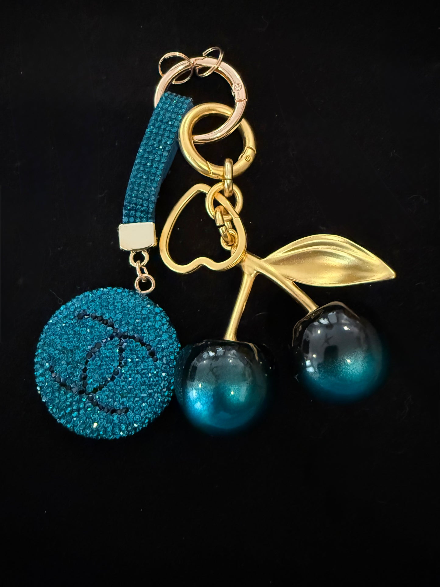 Bag Charms- Inspired Designs- CC Teal Cherry