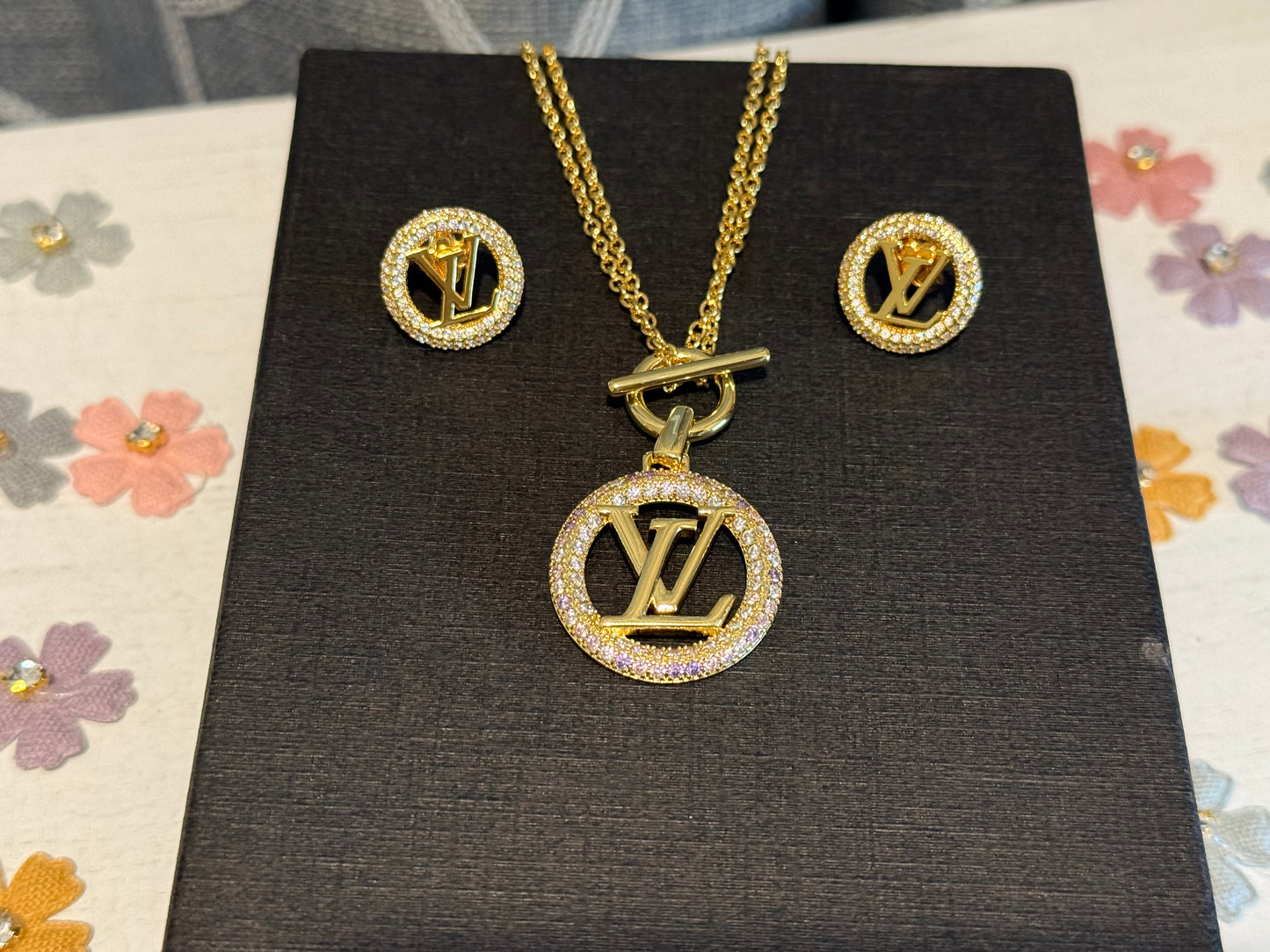 Jewelry Sets- Lulu Circle Double Strand Necklace and Earrings