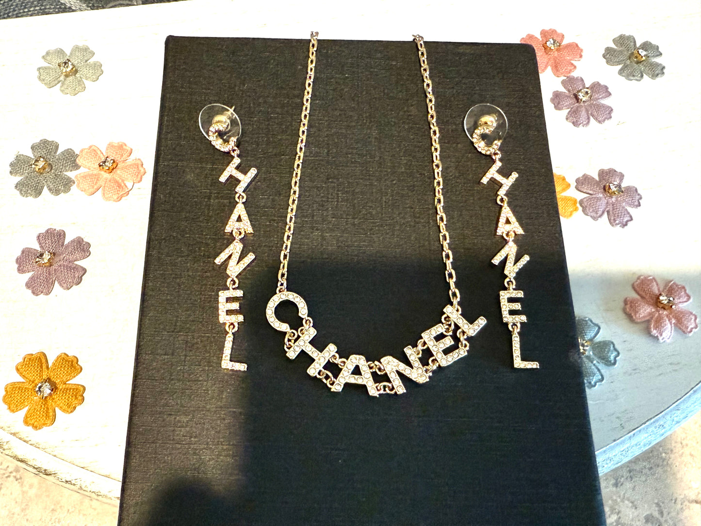 Jewelry Sets- CC Letters Gold Necklace and Earring Set