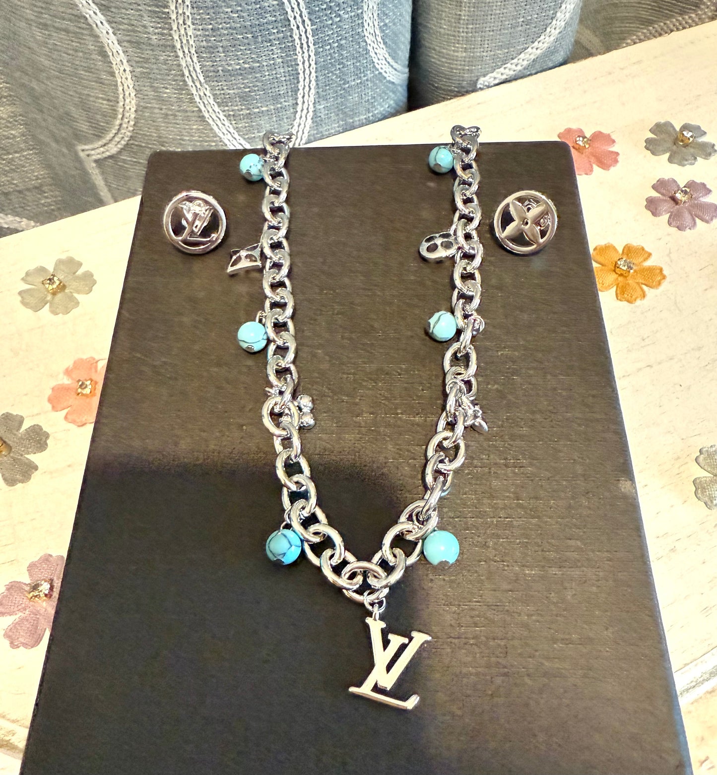 Jewelry Sets- Lulu Silver Turquoise Bead Necklace and Earring Set