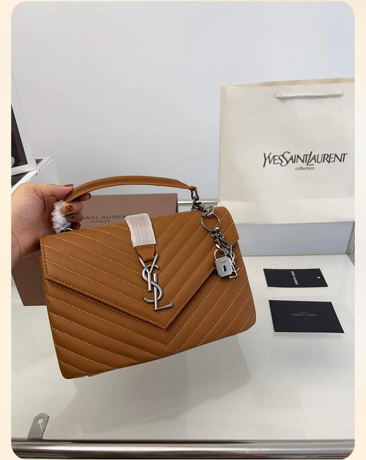 Mirror Bags- YS Caramel Chevon Design Bag