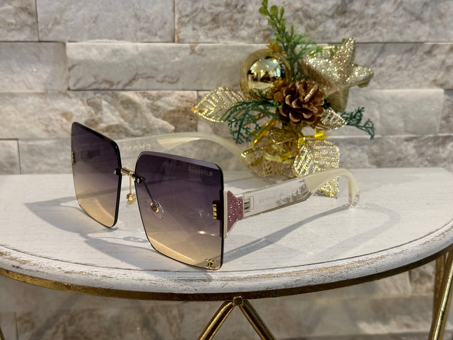 Luxury Sunglasses- Box 1- CC White Glitter