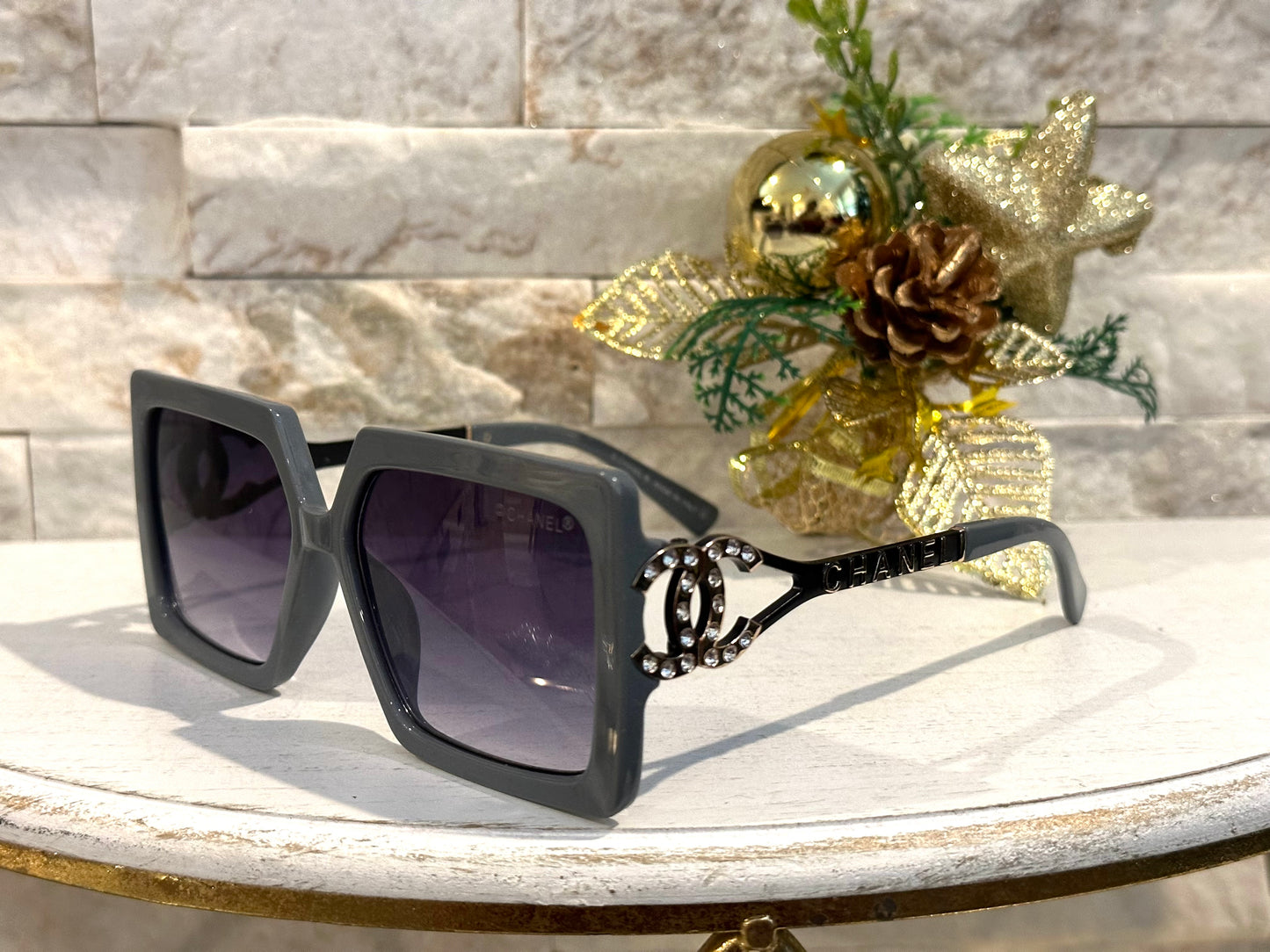 Luxury Sunglasses- Box 1- CC Dusty Blue Studded