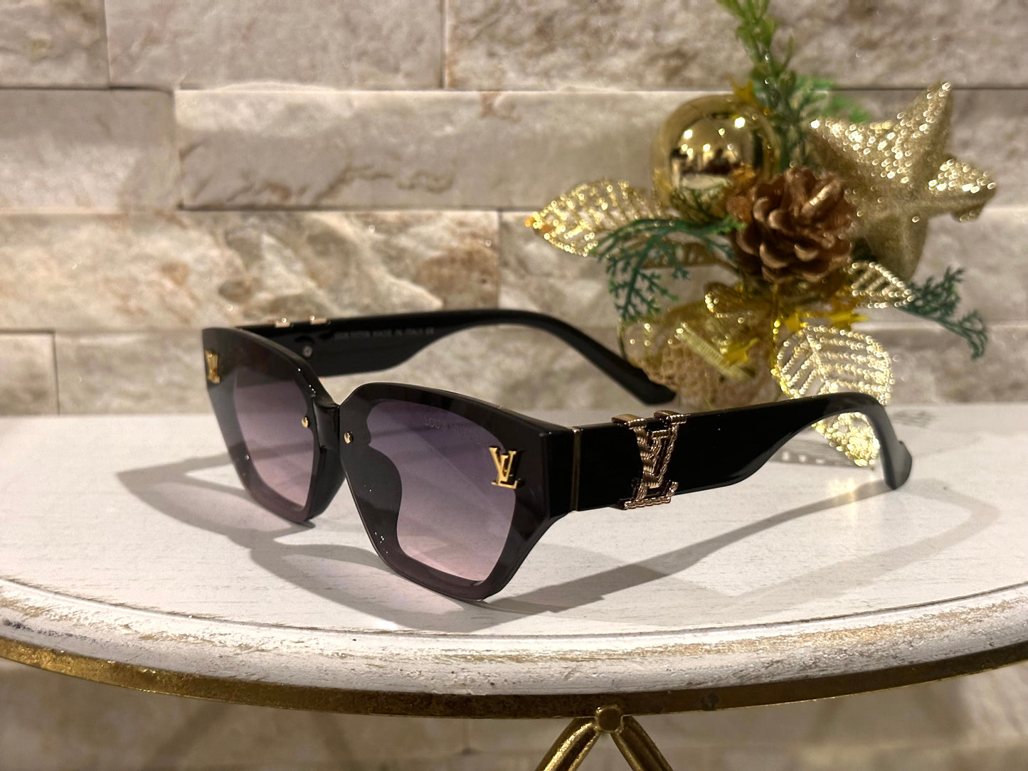 Luxury Sunglasses- Box 3- Lulu Gold and Black Hexagon
