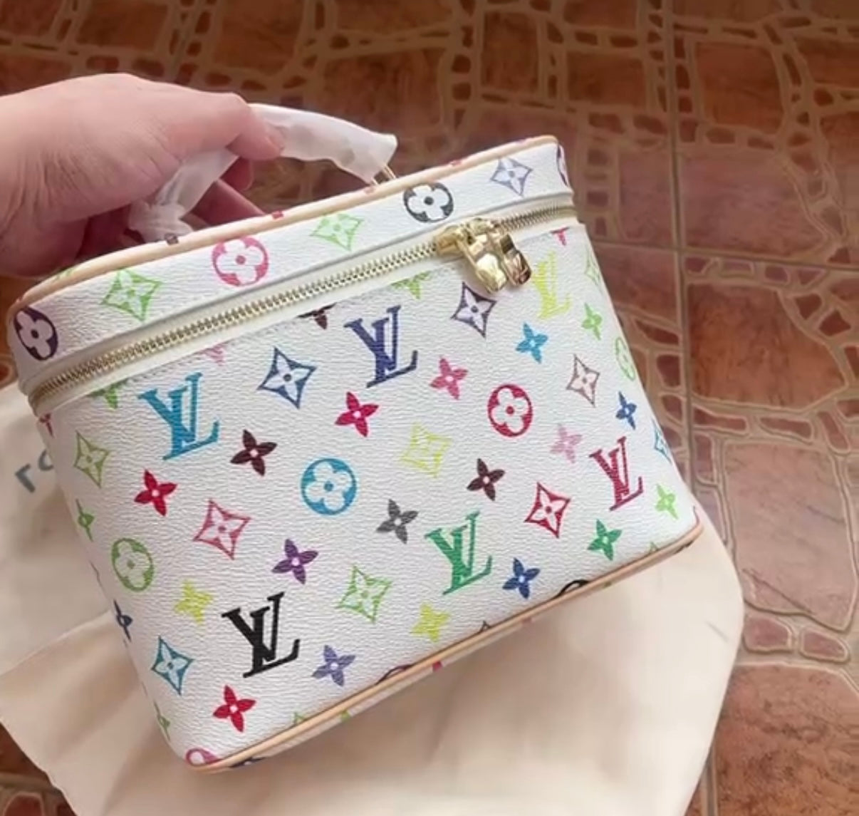 Mirror Bags- Lulu Multi-Color White Makeup Bag/Crossbody Bag