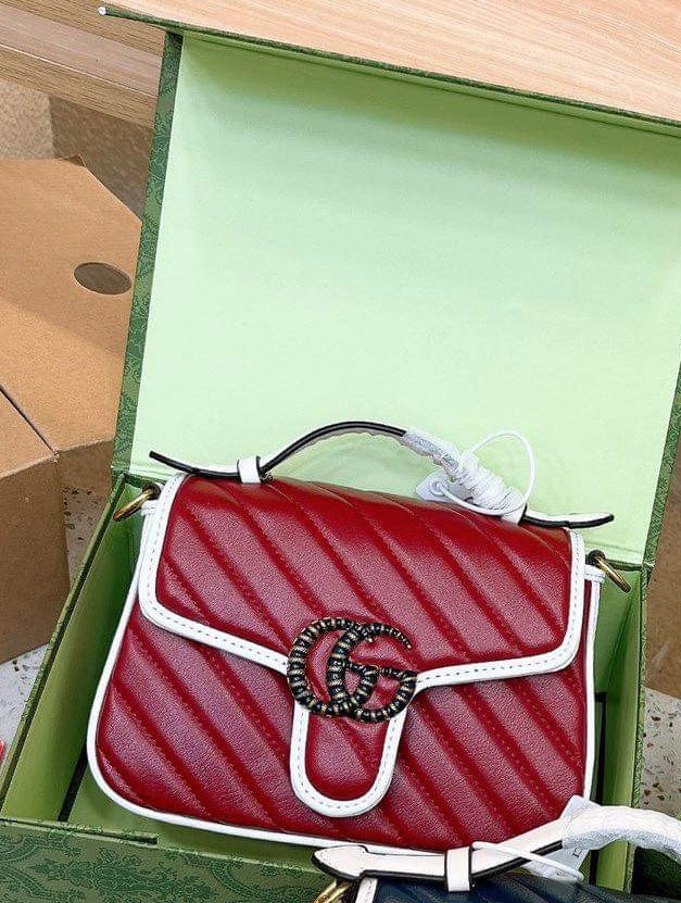 Mirror Bags- GG Marmont Red and White Trim