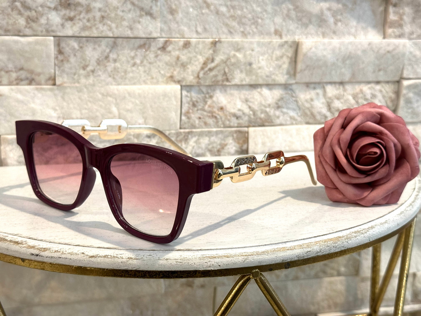 Luxury Sunglasses- Box 3- Lulu Wine Gold Chain