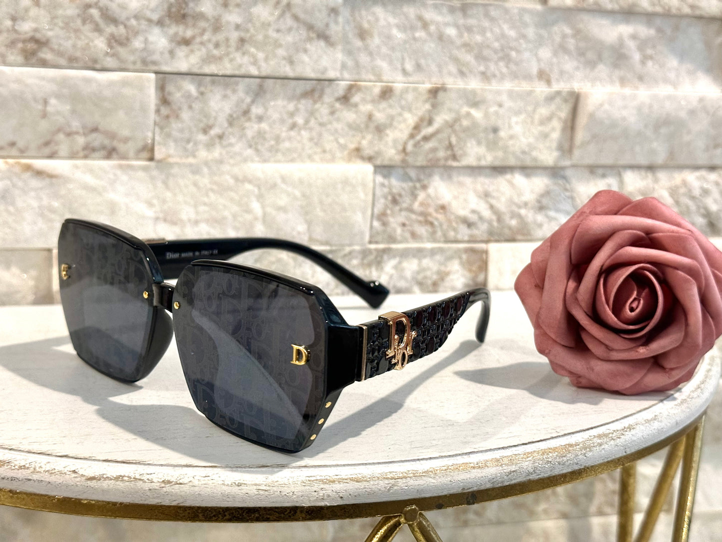 Luxury Sunglasses- Box 5- CD Black Gold Front Monogram