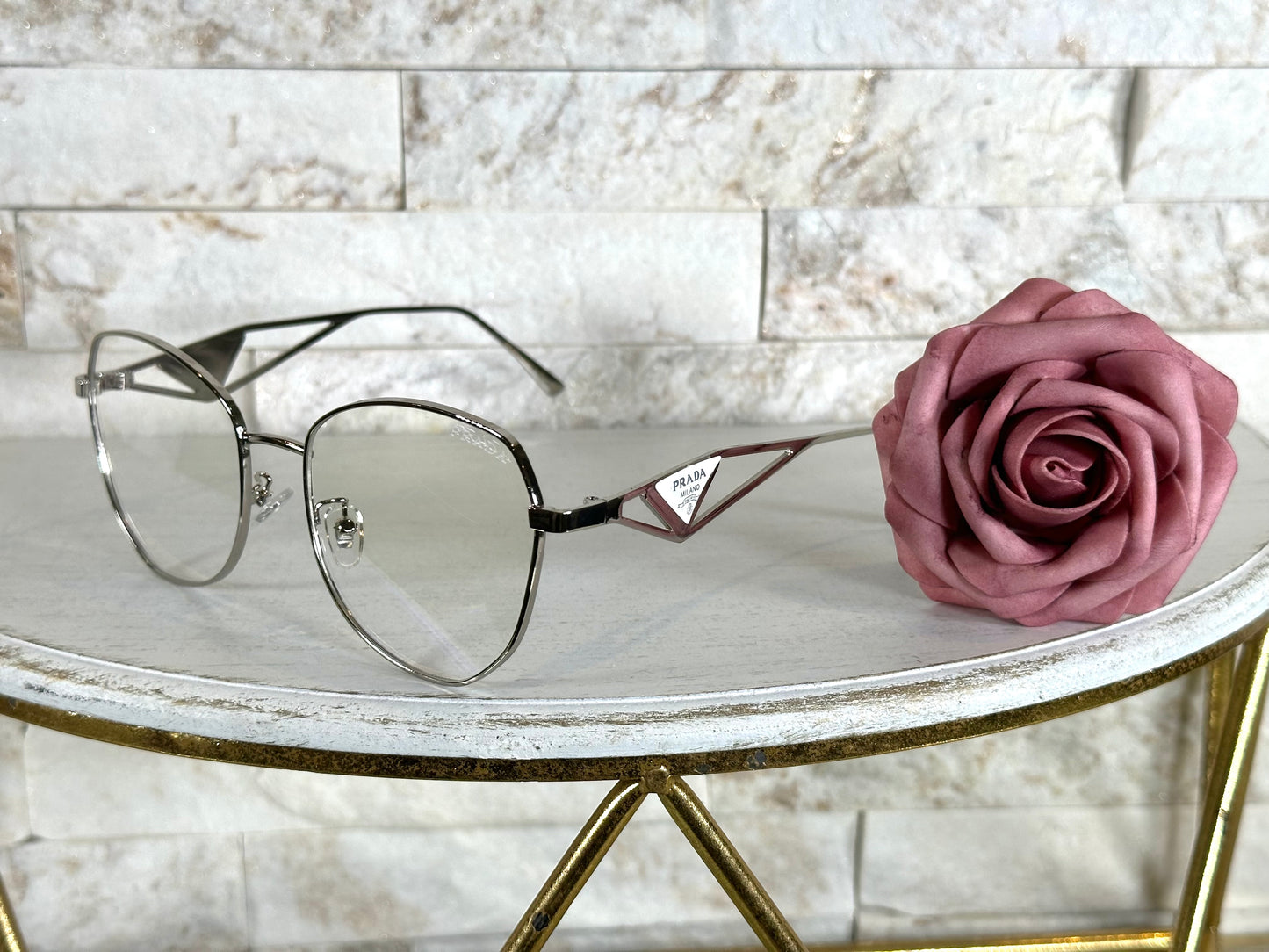 Clear Glasses- Pra Silver and White