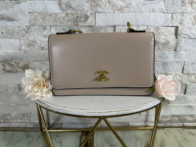 Mirror Bags-Smooth Leather Taupe CC Bag