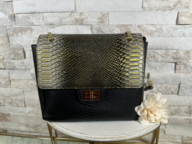 Gold and Black Repile Print Bag