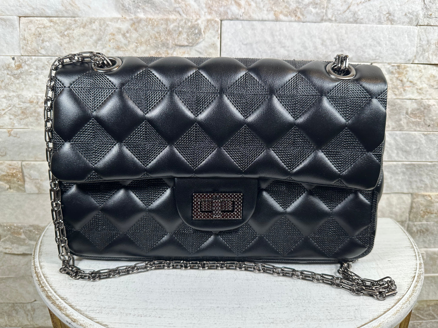 Black Puff Quilt CC Bag