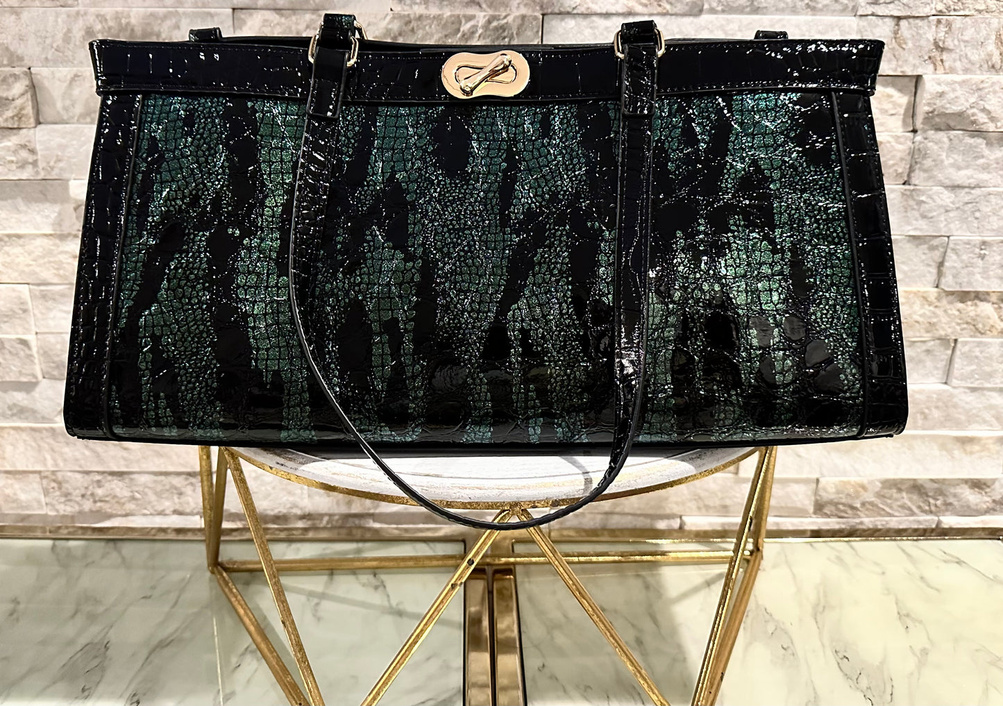Green and Black Mermaid Croc Bag