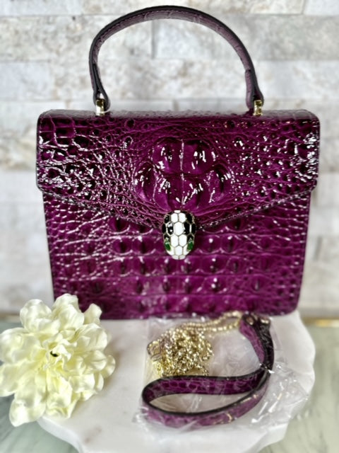 Purple Snake Croc Bag