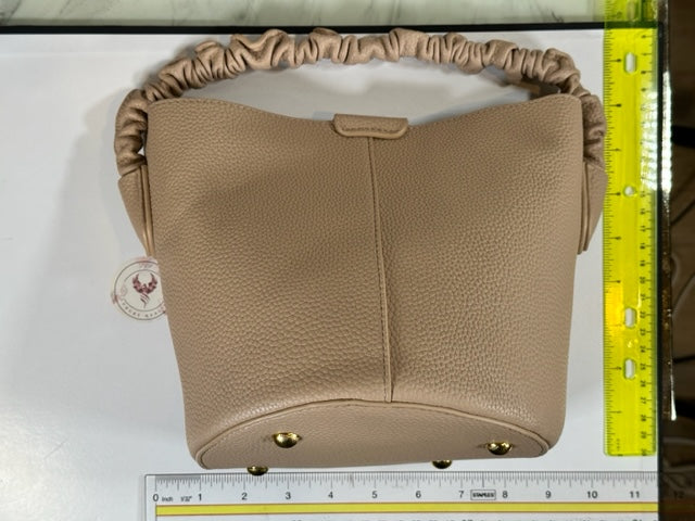 Pebbled Leather Khaki Bucket Bag