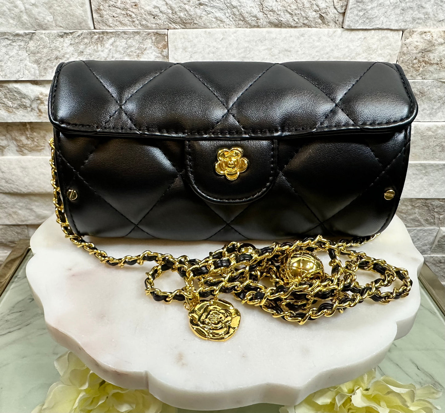 Black and Gold Qulited Burrito Bag