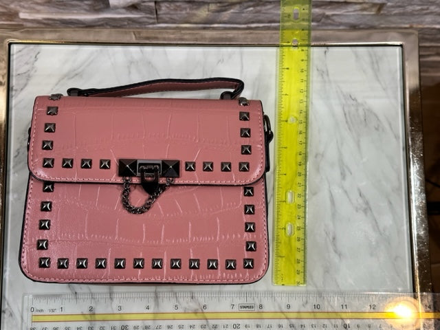Pink Studded Croc Arm/Shoulder Bag
