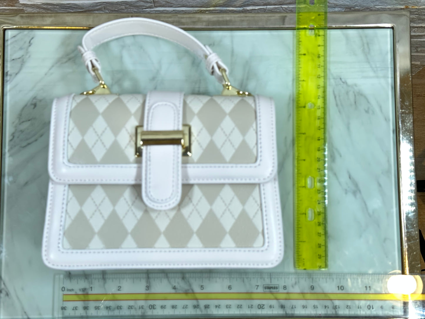 White Argyle Crossbody